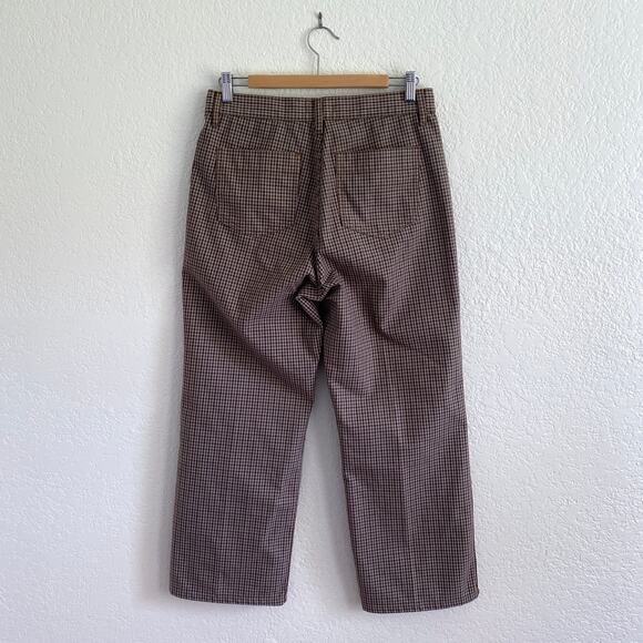 Uniqlo U Checked Straight Pant High-Waist Cropped Brown Blue Plaid Womens 6 - Picture 6 of 11